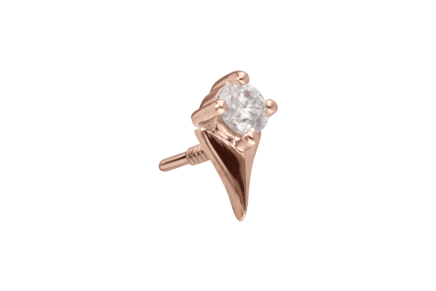 14 Karat Gold Schraubaufsatz mit Außengewinde MOISSANIT + PFEILSPITZE von Piercingline